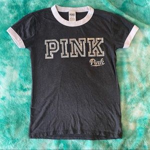 VS PINK bling short sleeve grey shirt size XS